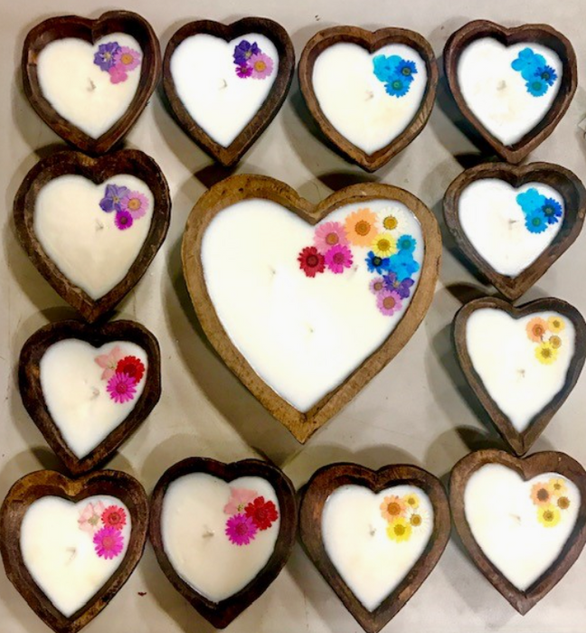 Candle - Heart Dough Bowl - Flowers
