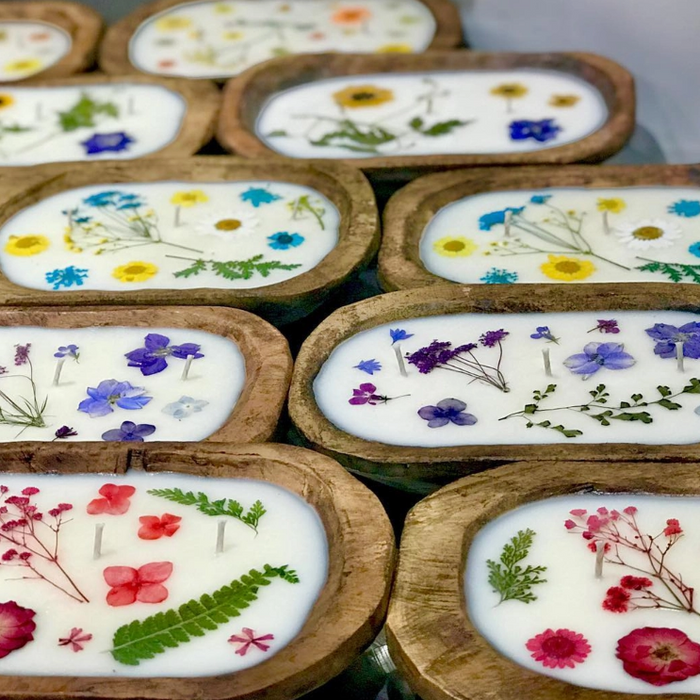 Candle - Natural Dough Bowl - Flowers