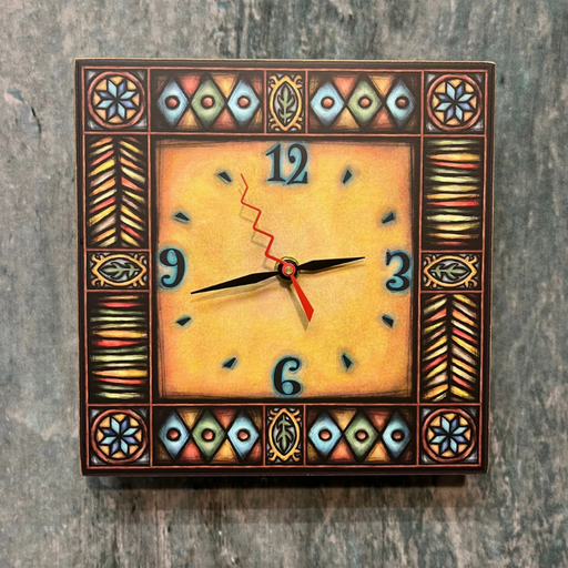 Square Clock - Brown Motif - N-WAC495