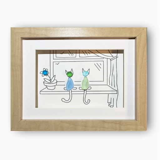 Sea Glass Art - 2 cats - LA