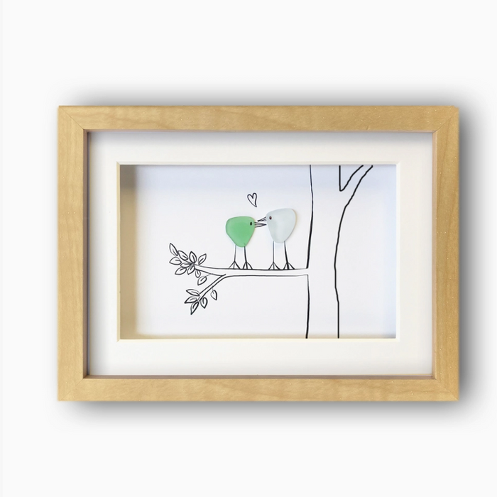 Sea Glass Art - Lovebirds - LA