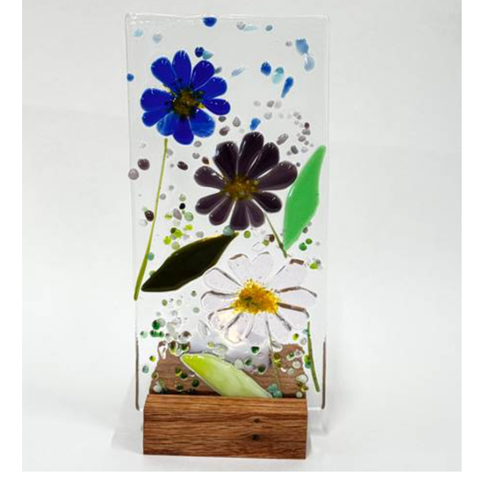 Table Top Floral Tea Light Panel - Cool Colors