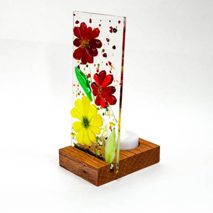 Table Top Floral Tea Light Panel - Warm Colors