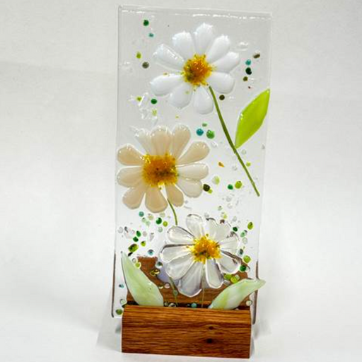 Table Top Floral Tea Light Panel - White/Cream