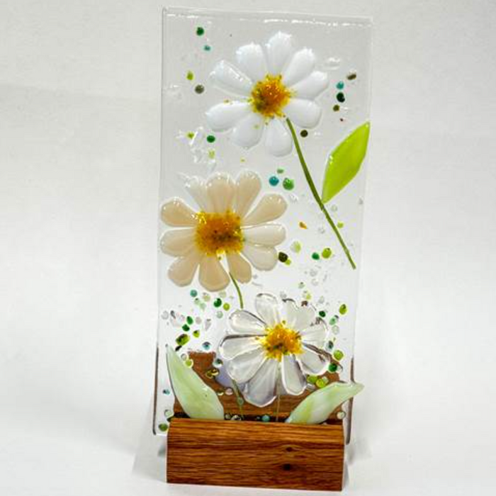 Table Top Floral Tea Light Panel - White/Cream