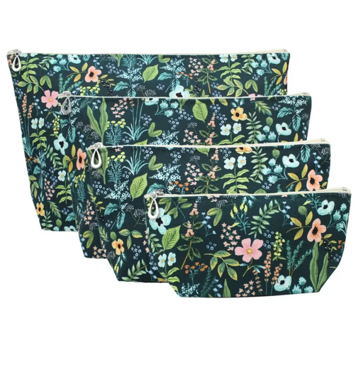 Makeup Bag - Flower Study on Navy - Small