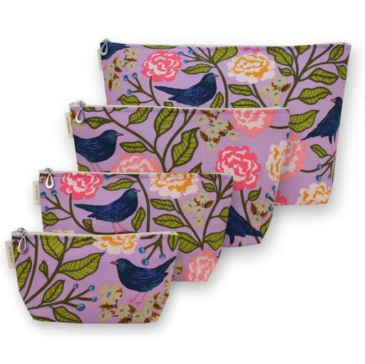 Makeup Bag Set - Birds on Orchid - Medium