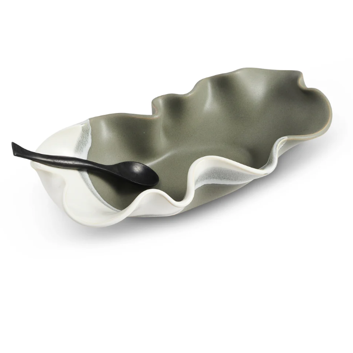 Oblong Bowl - Grey and White