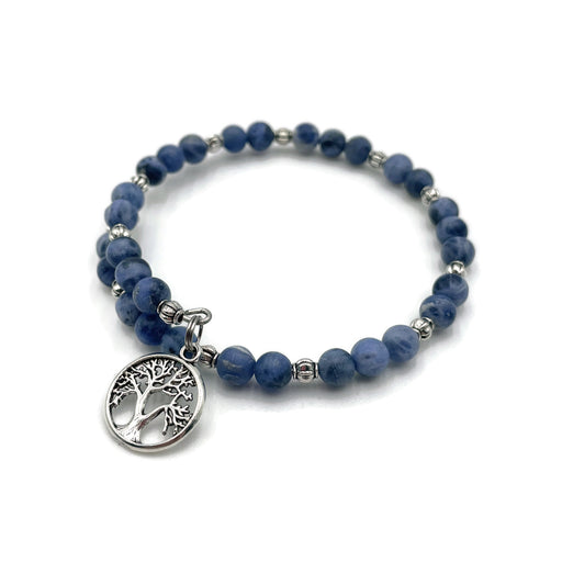 Gemstone Wrap Bracelet - Sodalite - Matte - Tree of Life Charm