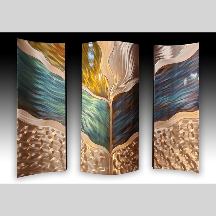 Copper Wall Art - Tree of Life - C - Triptych - 26" x 36"