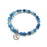 Gemstone Wrap Bracelet - Blue Banded Agate - Matte - Wave Charm