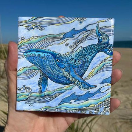 Ceramic Tile - Whale Watch - 4" x 4" - SKD