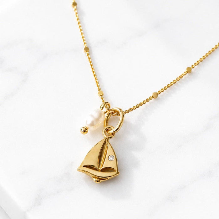 Pearl Sailboat Necklace