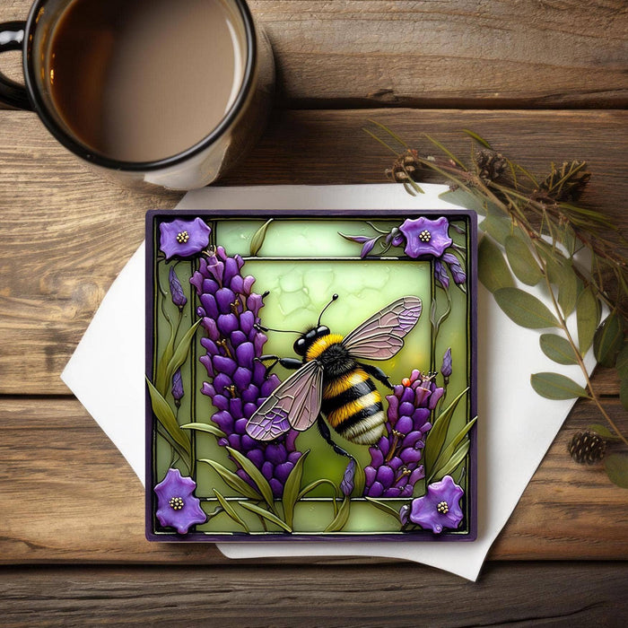 Coaster - Bee & Lavender Ceramic Coaster - FC