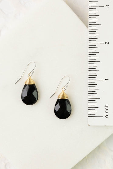 Earrings - Nightfall Black Onyx Briolette Simple Earrings