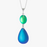 Necklace - Double Drop Pendant with Frosted Blue and Green Crystals - MLP-100-FBG