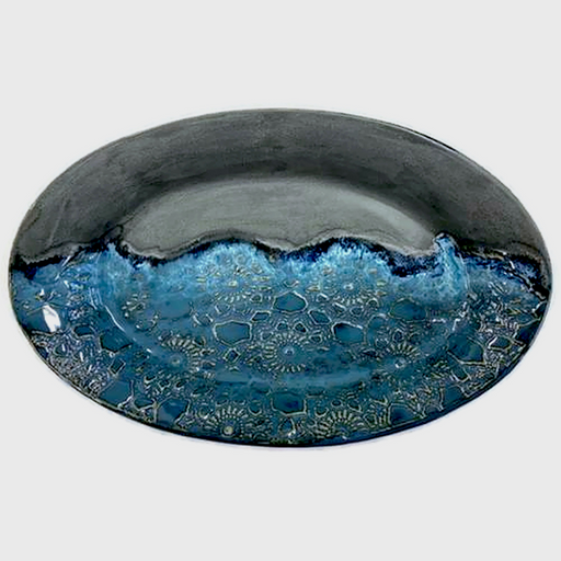 Large Oval Serving Bowl - Night Sea Lace