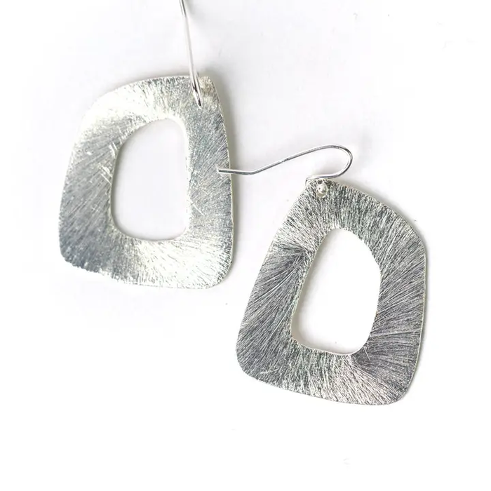 Earrings - Brushed Silver - Statement Squares - AV