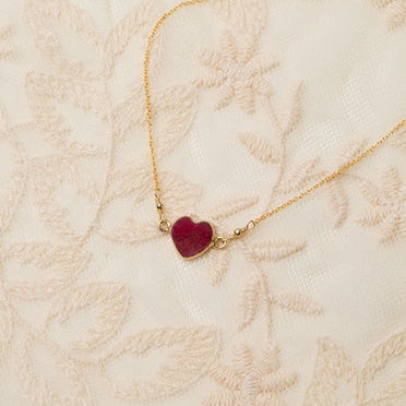 Necklace - Gumdrop 16.5-18.5" Ruby Heart Simple Necklace