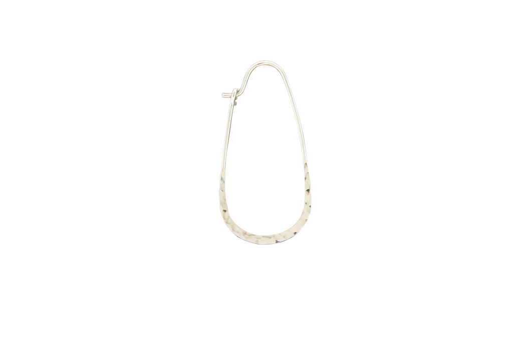 Earrings - Elongated Tear Drop Hoop Earrings: Sterling Silver / 40mm