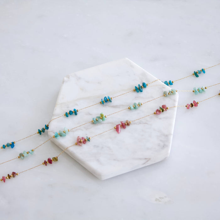 Nugget Gemstone Necklace, Apatite, Amazonite, Tourmaline, : Sunstone