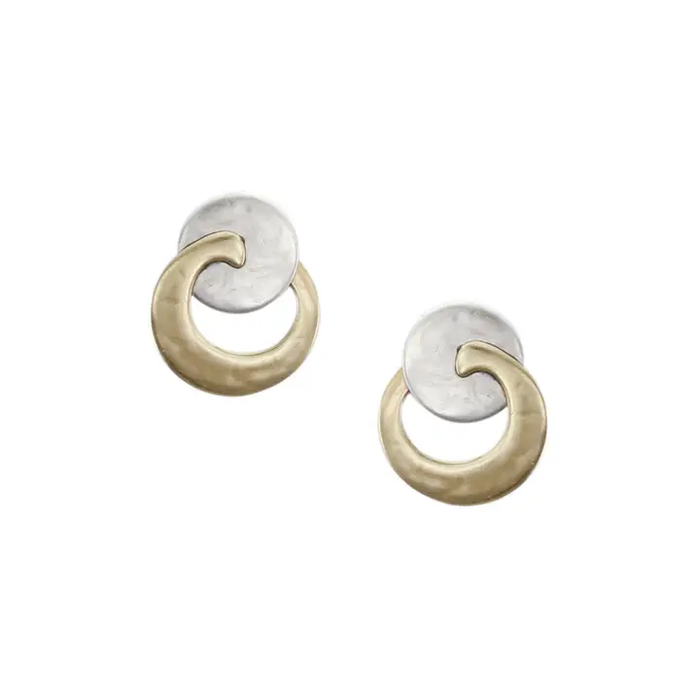 Earrings - Small Disc with Overlapping Crescent Posts