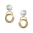 Earrings - Square with Interlocking Cutout Disc and Oval Ring Posts