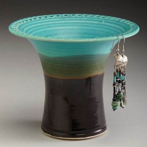 Earring Pedestal - Turquoise and Black - 24BL