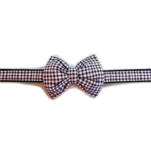Dog Collar - Black Gingham Bow Tie - Small