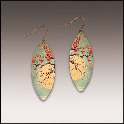 Cherry Moon Leaf Point Handmade Earrings