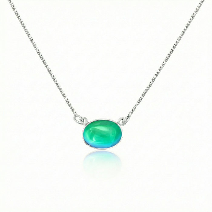 H-Oval Pendant - Polished Aqua