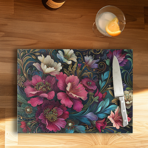 Tempered Glass Cutting Board: Natures Painting - 11x15