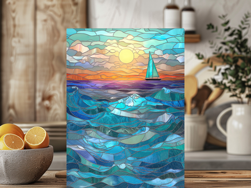 Tempered Glass Cutting Board: Seascape - 11X15