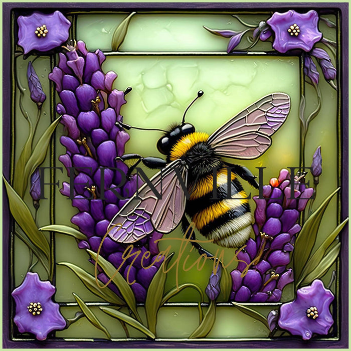 Coaster - Bee & Lavender Ceramic Coaster - FC