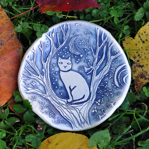 Spoon Rest - Cat in Tree - Blue