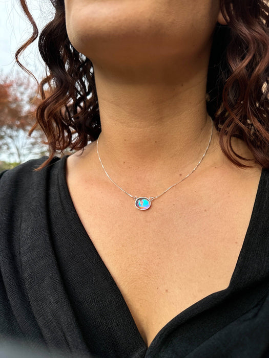 H-Oval Pendant - Polished Aqua