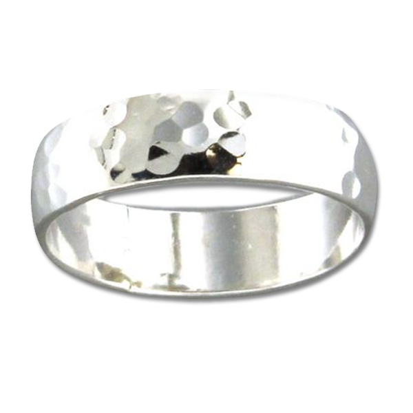 Ring - Low Dome Hammered Band 4.5mm: Sterling Silver / 6