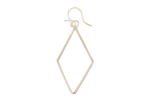 Earrings - Fancy Hammered Elongated Diamond Square Wire Earring : Sterling Silver