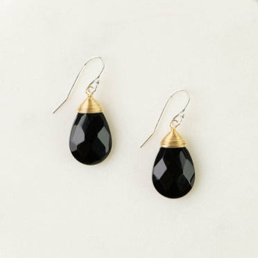 Earrings - Nightfall Black Onyx Briolette Simple Earrings