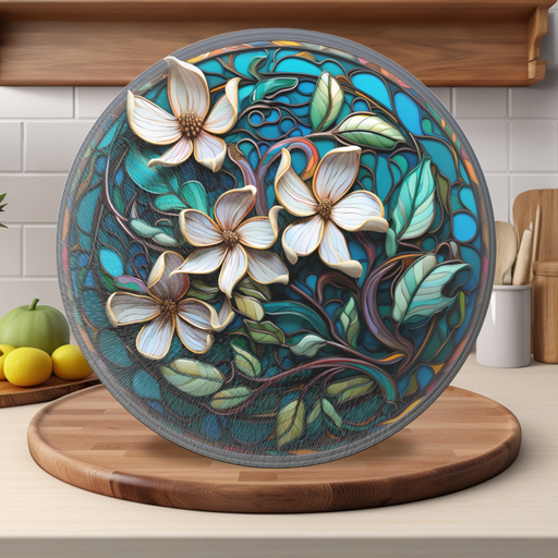 Tempered Glass Cutting Board - Magnolias - 8