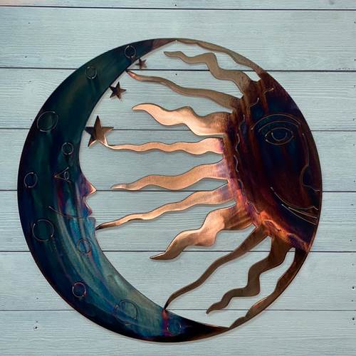 Handcrafted Sun and Moon - Copper Torch - 15"