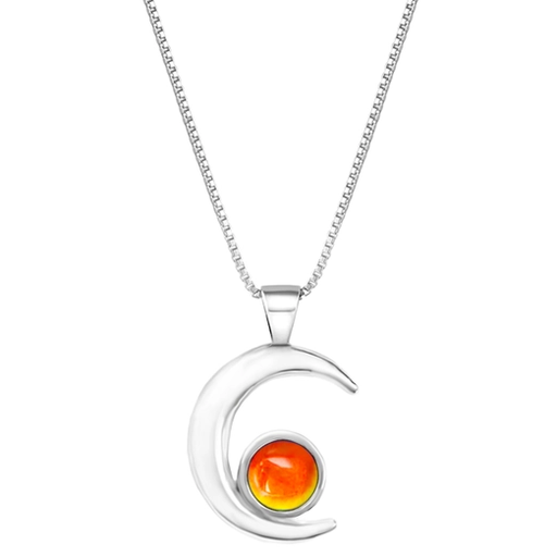 Necklace - Moon Pendant with Polished Fire Crystal - PEN-050-PF