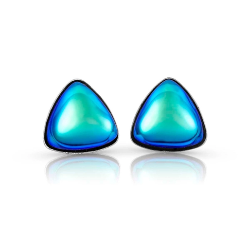Earrings - Triangle Crystal Stud - Polished Aqua - EAR-041-PA
