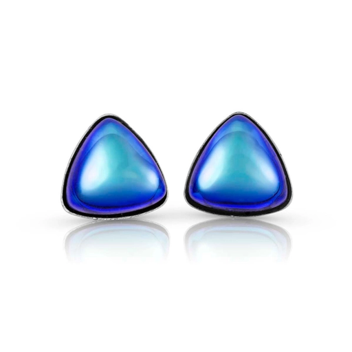 Earrings - Triangle Crystal Stud - Polished Blue - EAR-041-PB