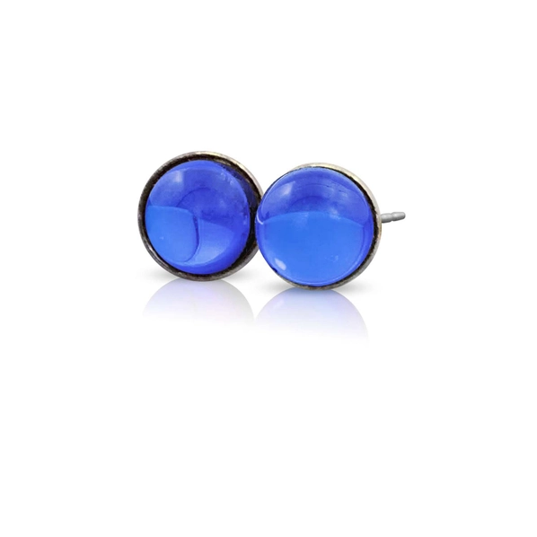 Earrings - Small Crystal Stud - Polished Blue - EAR-035-PB