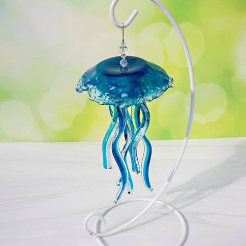 Glass Jellyfish Ornament - Deep Aqua / Deep Aqua Bell