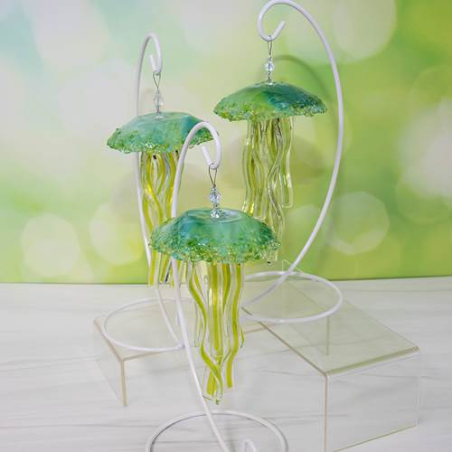 Glass Jellyfish Ornament - Aqua / Lime