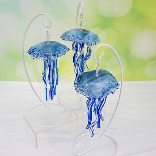Glass Jellyfish Ornament - Blue Yonder