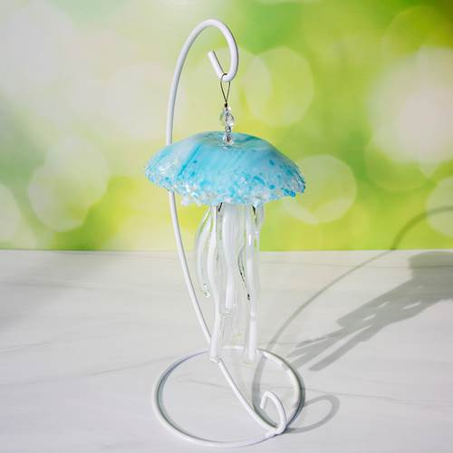 Glass Jellyfish Ornament - Turquoise
