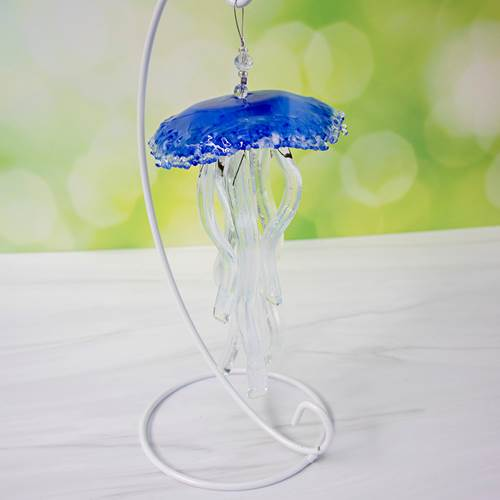 Glass Jellyfish Ornament - Light Blue